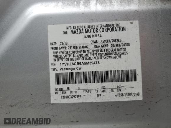 ✅ 2010 Mazda 6 S Touring Plus • VIN: 1YVHZ8CB6A5M39478 • Lot: 82435745. Wystawiony na Copart z przebiegiem 128 685 mil. Bezpłatny archiwum sprzedaży aukcyjnych z USA i szczegółowy raport historii pojazdu na DreamBid. Zdjęcie 12.