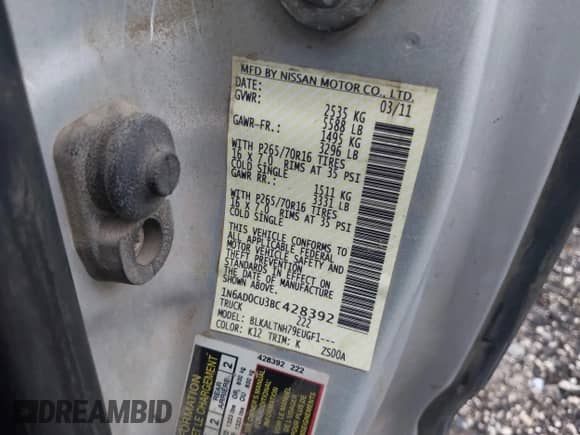 2011 Nissan Frontier SV z VIN 1N6AD0CU3BC428392, wystawiony jako IAAI lot #42286524 z przebiegiem 138 565 mil mil oraz . Historia ofert i sprzedaży dostępna na DreamBid. Obrazek 9.