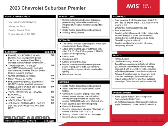 ✅ 2023 Chevrolet Suburban Premier • VIN: 1GNSCFKD2PR344574 • Lot: 86232995. Wystawiony na Copart z przebiegiem Nie podano. Bezpłatny archiwum sprzedaży aukcyjnych z USA i szczegółowy raport historii pojazdu na DreamBid. Zdjęcie 13.
