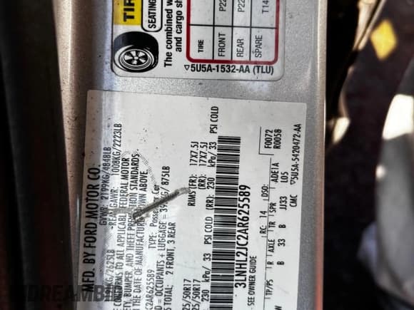 ✅ 2010 Lincoln MKZ • VIN: 3LNHL2JC2AR625589 • Лот: 85097215. Опубликован ранее на Copart с пробегом Не указан. Бесплатный доступ к архиву аукционных продаж из США и подробный отчёт об истории автомобиля на DreamBid. Изображение 10.