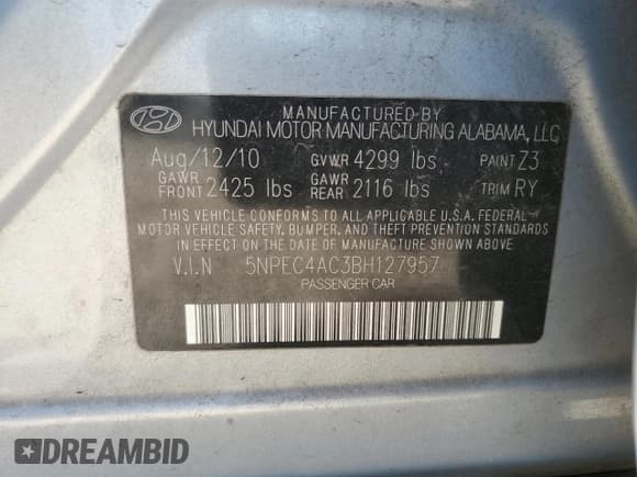 ✅ 2011 Hyundai Sonata SE • VIN: 5NPEC4AC3BH127957 • Lot: 67239064. Wystawiony na Copart z przebiegiem 233 495 mil. Bezpłatny archiwum sprzedaży aukcyjnych z USA i szczegółowy raport historii pojazdu na DreamBid. Zdjęcie 12.