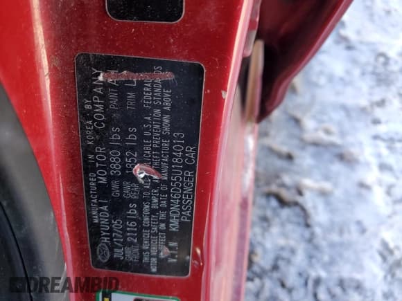 ✅ 2005 Hyundai Elantra GLS • VIN: KMHDN46D55U184013 • Lot: 89165645. Wystawiony na Copart z przebiegiem 141 774 mil. Bezpłatny archiwum sprzedaży aukcyjnych z USA i szczegółowy raport historii pojazdu na DreamBid. Zdjęcie 13.