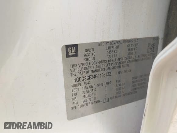 ✅ 2016 Chevrolet Colorado 2WD LT • VIN: 1GCGSCE34G1136732 • Лот: 42257739. Опубликован ранее на IAAI с пробегом 92 592 миль. Бесплатный доступ к архиву аукционных продаж из США и подробный отчёт об истории автомобиля на DreamBid. Изображение 9.