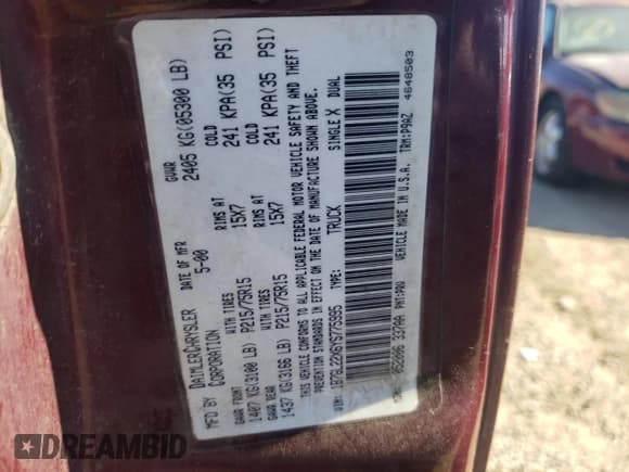 ✅ 2000 Dodge Dakota • VIN: 1B7GL22X6YS775995 • Lot: 89213825. Wystawiony na Copart z przebiegiem 225 325 mil. Bezpłatny archiwum sprzedaży aukcyjnych z USA i szczegółowy raport historii pojazdu na DreamBid. Zdjęcie 12.
