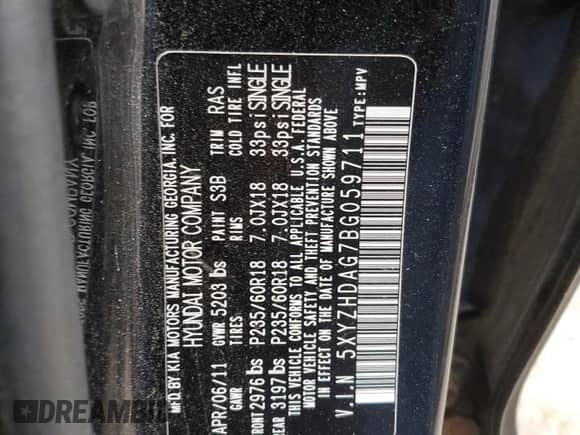 2011 Hyundai Santa Fe SE с VIN 5XYZHDAG7BG059711, выставлен на аукционе Copart как лот 67062364 с пробегом 175 804 миль миль и Списание • Salvage title. История ставок и продаж доступна на DreamBid. Изображение 15.