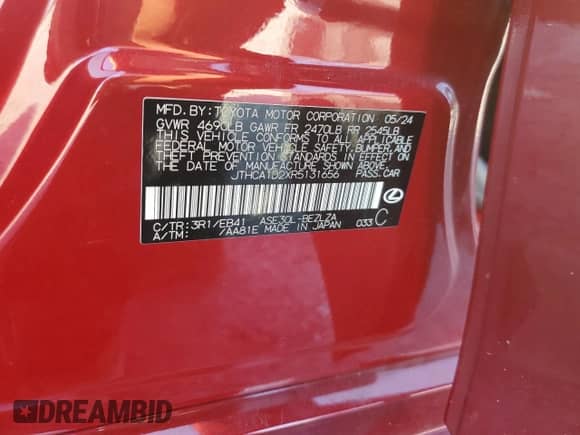 2024 Lexus IS 300 z VIN JTHCA1D2XR5131656, wystawiony jako Copart lot #65702905 z przebiegiem 2 298 mil mil oraz Szkoda całkowita • Salvage title. Historia ofert i sprzedaży dostępna na DreamBid. Obrazek 12.