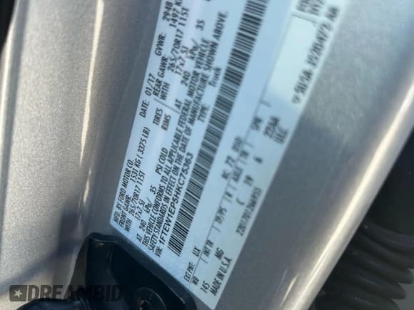 ✅ 2017 Ford F-150 XL • VIN: 1FTEW1EP5HKC75363 • Lot: 93780735. Listed on Copart with 95,369 mi. Free auction sales archive from the USA and detailed vehicle history report at DreamBid. Image 10.