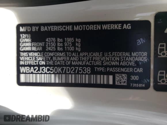 ✅ 2019 BMW 2 Series 230i xDrive • VIN: WBA2J3C50K7D27538 • Lot: 65215523. Wystawiony na Copart z przebiegiem 26 910 mil. Bezpłatny archiwum sprzedaży aukcyjnych z USA i szczegółowy raport historii pojazdu na DreamBid. Zdjęcie 13.
