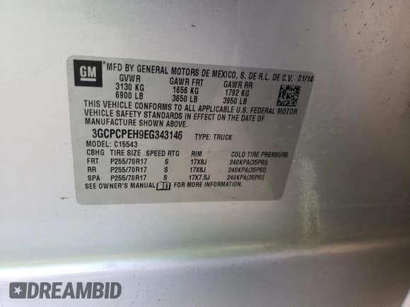 ✅ 2014 Chevrolet Silverado 1500 Work Truck • VIN: 3GCPCPEH9EG343146 • Лот: 77519014. Опубликован ранее на Copart с пробегом 240 138 миль. Бесплатный доступ к архиву аукционных продаж из США и подробный отчёт об истории автомобиля на DreamBid. Изображение 14.