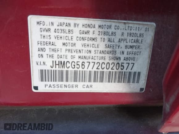 ✅ 2002 Honda Accord SE • VIN: JHMCG56772C020577 • Лот: 43665521. Опубликован ранее на IAAI с пробегом 204 904 миль. Бесплатный доступ к архиву аукционных продаж из США и подробный отчёт об истории автомобиля на DreamBid. Изображение 9.