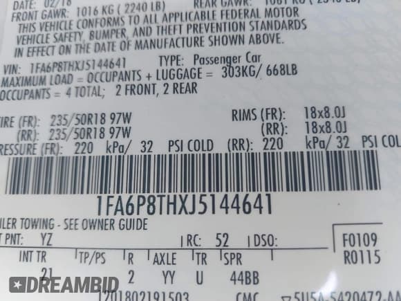 ✅ 2018 Ford Mustang EcoBoost • VIN: 1FA6P8THXJ5144641 • Lot: 43678072. Wystawiony na IAAI z przebiegiem 64 709 mil. Bezpłatny archiwum sprzedaży aukcyjnych z USA i szczegółowy raport historii pojazdu na DreamBid. Zdjęcie 9.