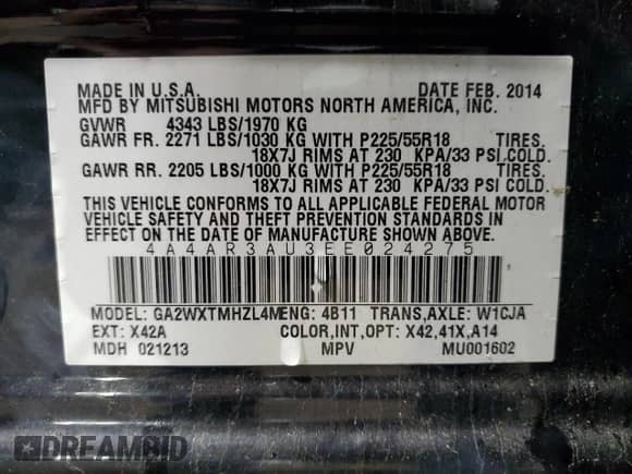 2014 Mitsubishi Outlander ES z VIN 4A4AR3AU3EE024275, wystawiony jako Copart lot #86069595 z przebiegiem 129 569 mil mil oraz Szkoda całkowita • Salvage title. Historia ofert i sprzedaży dostępna na DreamBid. Obrazek 13.