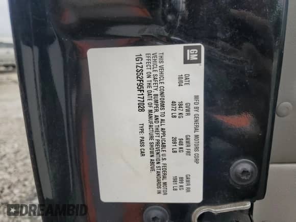 2005 Chevrolet Malibu z VIN 1G1ZS52F95F177028, wystawiony jako Copart lot #78584024 z przebiegiem Nie podano mil oraz Szkoda całkowita • Salvage title. Historia ofert i sprzedaży dostępna na DreamBid. Obrazek 13.