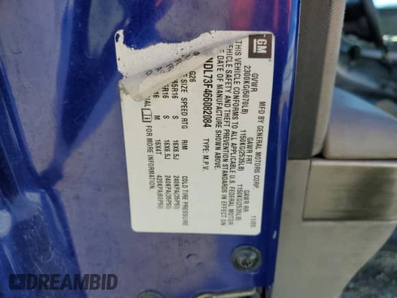 2006 Chevrolet Equinox LT с VIN 2CNDL73F466082084, выставлен на аукционе Copart как лот 78964224 с пробегом 130 337 миль миль и Чистый • Clean title. История ставок и продаж доступна на DreamBid. Изображение 12.