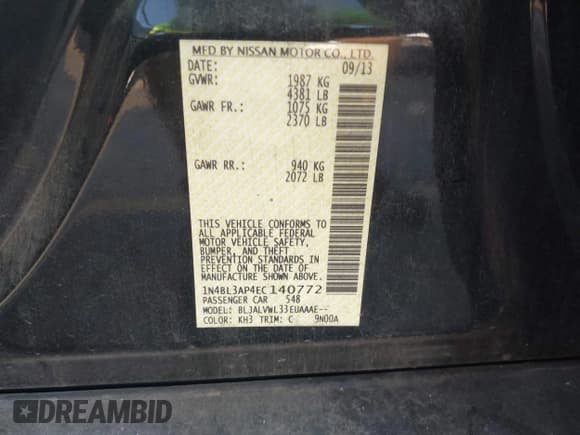 ✅ 2014 Nissan Altima SL • VIN: 1N4BL3AP4EC140772 • Лот: 43751130. Опубликован ранее на IAAI с пробегом 201 803 миль. Бесплатный доступ к архиву аукционных продаж из США и подробный отчёт об истории автомобиля на DreamBid. Изображение 9.