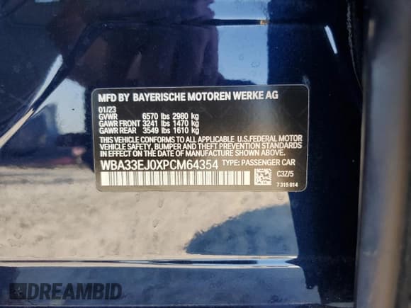 ✅ 2023 BMW 7 Series 760i xDrive • VIN: WBA33EJ0XPCM64354 • Lot: 68515925. Wystawiony na Copart z przebiegiem 51 746 mil. Bezpłatny archiwum sprzedaży aukcyjnych z USA i szczegółowy raport historii pojazdu na DreamBid. Zdjęcie 12.