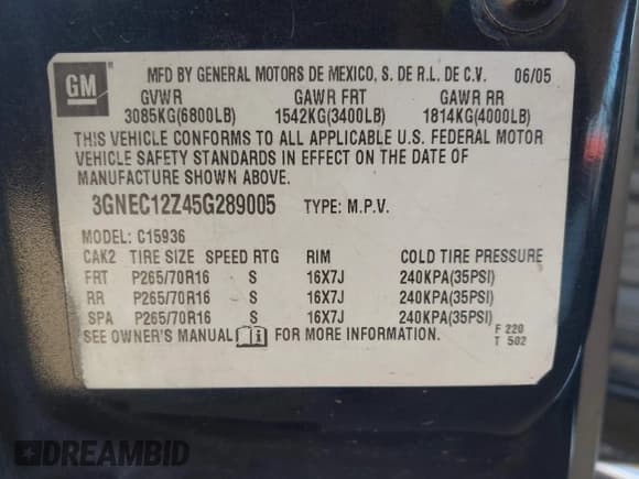 ✅ 2005 Chevrolet Avalanche Z66 • VIN: 3GNEC12Z45G289005 • Lot: 42688332. Listed on IAAI with 280,901 mi. Free auction sales archive from the USA and detailed vehicle history report at DreamBid. Image 9.