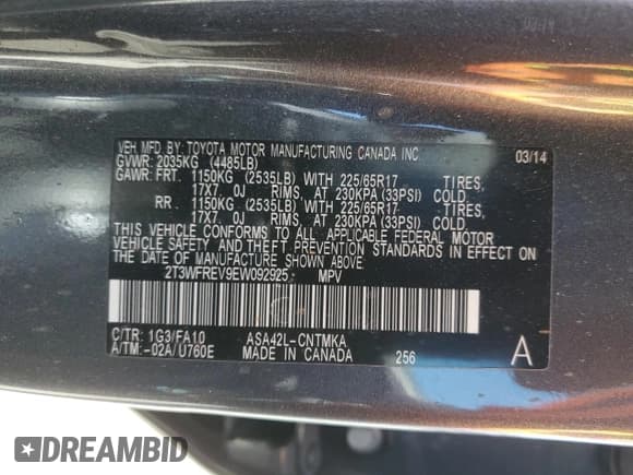 ✅ 2014 Toyota RAV4 XLE • VIN: 2T3WFREV9EW092925 • Lot: 80407145. Wystawiony na Copart z przebiegiem 68 803 mil. Bezpłatny archiwum sprzedaży aukcyjnych z USA i szczegółowy raport historii pojazdu na DreamBid. Zdjęcie 12.