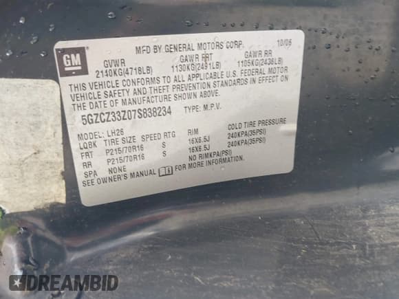 ✅ 2007 Saturn VUE I4 Hybrid • VIN: 5GZCZ33Z07S838234 • Lot: 42489581. Wystawiony na IAAI z przebiegiem 120 767 mil. Bezpłatny archiwum sprzedaży aukcyjnych z USA i szczegółowy raport historii pojazdu na DreamBid. Zdjęcie 9.