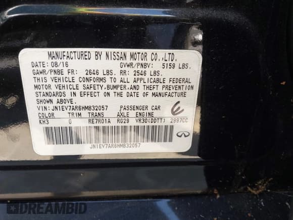 ✅ 2017 Infiniti Q50 Premium • VIN: JN1EV7AR6HM832057 • Lot: 42627529. Wystawiony na IAAI z przebiegiem 103 381 mil. Bezpłatny archiwum sprzedaży aukcyjnych z USA i szczegółowy raport historii pojazdu na DreamBid. Zdjęcie 9.