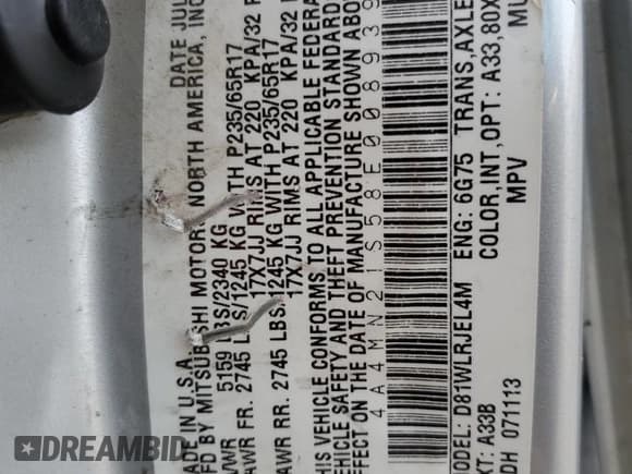 ✅ 2008 Mitsubishi Endeavor LS • VIN: 4A4MN21S58E008939 • Lot: 67119765. Wystawiony na Copart z przebiegiem 167 851 mil. Bezpłatny archiwum sprzedaży aukcyjnych z USA i szczegółowy raport historii pojazdu na DreamBid. Zdjęcie 12.