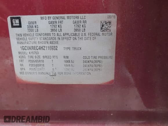 ✅ 2017 Chevrolet Silverado 1500 LT • VIN: 1GCVKREC4HZ116932 • Лот: 43389720. Опубликован ранее на IAAI с пробегом 72 108 миль. Бесплатный доступ к архиву аукционных продаж из США и подробный отчёт об истории автомобиля на DreamBid. Изображение 9.