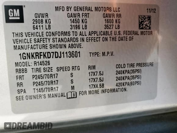 ✅ 2013 Chevrolet Traverse LS • VIN: 1GNKRFKD7DJ113601 • Lot: 86280545. Wystawiony na Copart z przebiegiem 50 632 mil. Bezpłatny archiwum sprzedaży aukcyjnych z USA i szczegółowy raport historii pojazdu na DreamBid. Zdjęcie 13.