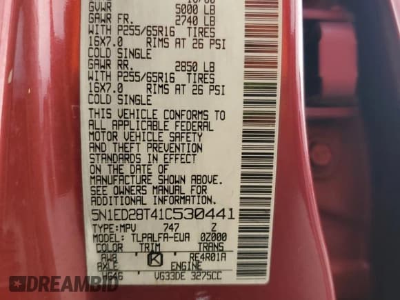 ✅ 2001 Nissan Xterra XE • VIN: 5N1ED28T41C530441 • Lot: 65796925. Wystawiony na Copart z przebiegiem 261 679 mil. Bezpłatny archiwum sprzedaży aukcyjnych z USA i szczegółowy raport historii pojazdu na DreamBid. Zdjęcie 12.