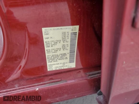 ✅ 2013 Nissan Titan S • VIN: 1N6AA0EC6DN314617 • Лот: 75686254. Опубликован ранее на Copart с пробегом 173 473 миль. Бесплатный доступ к архиву аукционных продаж из США и подробный отчёт об истории автомобиля на DreamBid. Изображение 12.