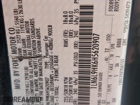 ✅ 2017 Lincoln Continental Livery • VIN: 1LN6L9HK6H5620907 • Лот: 68021454. Опубликован ранее на Copart с пробегом 89 262 миль. Бесплатный доступ к архиву аукционных продаж из США и подробный отчёт об истории автомобиля на DreamBid. Изображение 12.