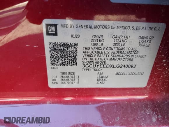 ✅ 2020 Chevrolet Silverado 1500 RST • VIN: 3GCUYEEDXLG240093 • Lot: 89543325. Wystawiony na Copart z przebiegiem 141 048 mil. Bezpłatny archiwum sprzedaży aukcyjnych z USA i szczegółowy raport historii pojazdu na DreamBid. Zdjęcie 14.