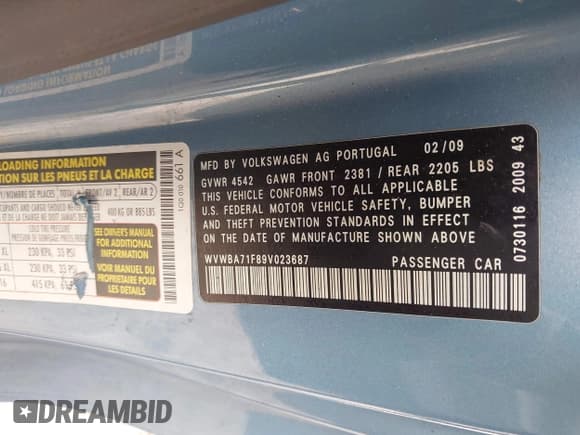 ✅ 2009 Volkswagen Eos Komfort • VIN: WVWBA71F89V023687 • Lot: 42443265. Listed on IAAI with 114,751 mi. Free auction sales archive from the USA and detailed vehicle history report at DreamBid. Image 9.