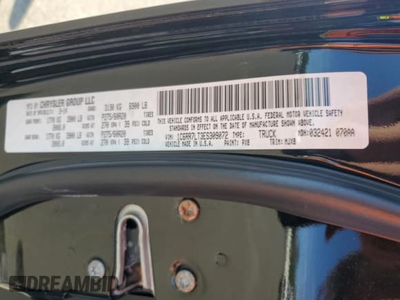 ✅ 2014 Ram 1500 Lone Star • VIN: 1C6RR7LT3ES309072 • Lot: 71040115. Listed on Copart with 121,050 mi. Free auction sales archive from the USA and detailed vehicle history report at DreamBid. Image 12.