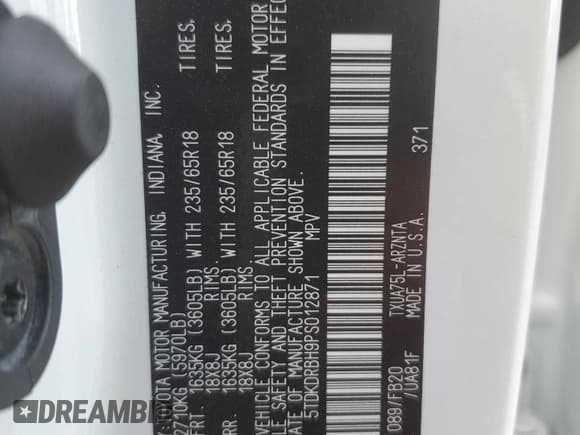 ✅ 2023 Toyota Highlander XLE • VIN: 5TDKDRBH9PS012871 • Лот: 85944225. Опубликован ранее на Copart с пробегом 51 583 миль. Бесплатный доступ к архиву аукционных продаж из США и подробный отчёт об истории автомобиля на DreamBid. Изображение 14.