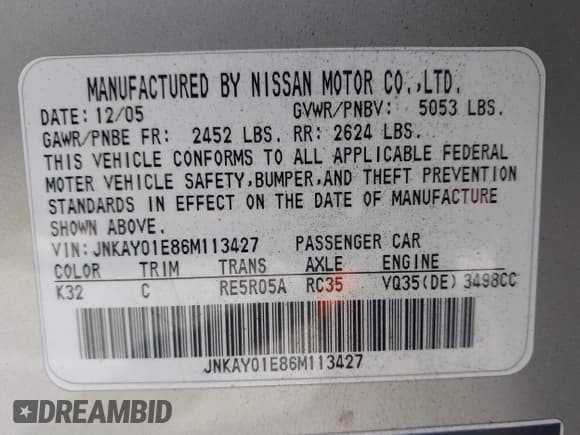 ✅ 2006 Infiniti M • VIN: JNKAY01E86M113427 • Лот: 41711946. Опубликован ранее на IAAI с пробегом 163 526 миль. Бесплатный доступ к архиву аукционных продаж из США и подробный отчёт об истории автомобиля на DreamBid. Изображение 9.