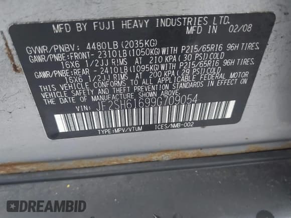 ✅ 2009 Subaru Forester X • VIN: JF2SH61699G709054 • Lot: 43780516. Wystawiony na IAAI z przebiegiem 130 950 mil. Bezpłatny archiwum sprzedaży aukcyjnych z USA i szczegółowy raport historii pojazdu na DreamBid. Zdjęcie 9.