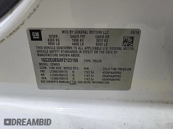 ✅ 2015 Chevrolet Silverado 2500HD Work Truck • VIN: 1GC2CUEG8FZ123188 • Лот: 43876615. Опубликован ранее на IAAI с пробегом 200 485 миль. Бесплатный доступ к архиву аукционных продаж из США и подробный отчёт об истории автомобиля на DreamBid. Изображение 32.