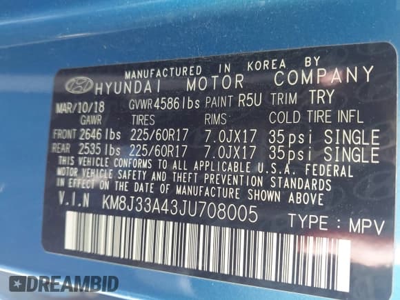 ✅ 2018 Hyundai Tucson SEL • VIN: KM8J33A43JU708005 • Лот: 43468046. Опубликован ранее на IAAI с пробегом 86 341 миль. Бесплатный доступ к архиву аукционных продаж из США и подробный отчёт об истории автомобиля на DreamBid. Изображение 9.