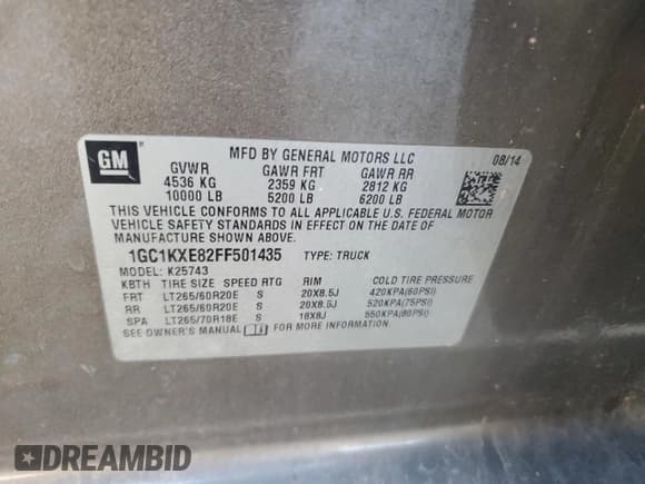 ✅ 2015 Chevrolet Silverado 2500HD High Country • VIN: 1GC1KXE82FF501435 • Lot: 91741215. Wystawiony na Copart z przebiegiem 296 636 mil. Bezpłatny archiwum sprzedaży aukcyjnych z USA i szczegółowy raport historii pojazdu na DreamBid. Zdjęcie 12.