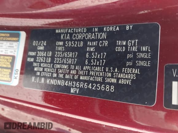 ✅ 2024 Kia Carnival LX • VIN: KNDNB4H36R6425688 • Лот: 43531863. Опубликован ранее на IAAI с пробегом 47 014 миль. Бесплатный доступ к архиву аукционных продаж из США и подробный отчёт об истории автомобиля на DreamBid. Изображение 9.