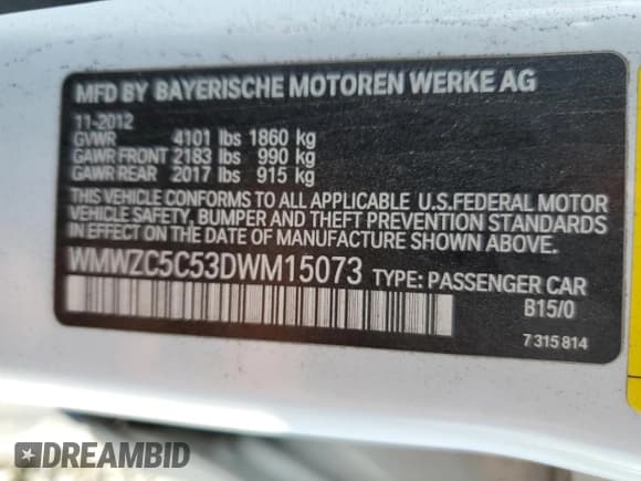 ✅ 2013 MINI Countryman S ALL4 • VIN: WMWZC5C53DWM15073 • Lot: 80684725. Listed on Copart with 84,860 mi. Free auction sales archive from the USA and detailed vehicle history report at DreamBid. Image 12.