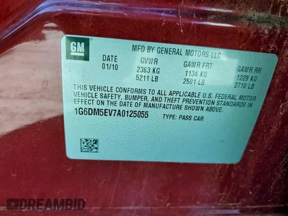 ✅ 2010 Cadillac CTS • VIN: 1G6DM5EV7A0125055 • Lot: 94754775. Listed on Copart with 146,895 mi. Free auction sales archive from the USA and detailed vehicle history report at DreamBid. Image 12.