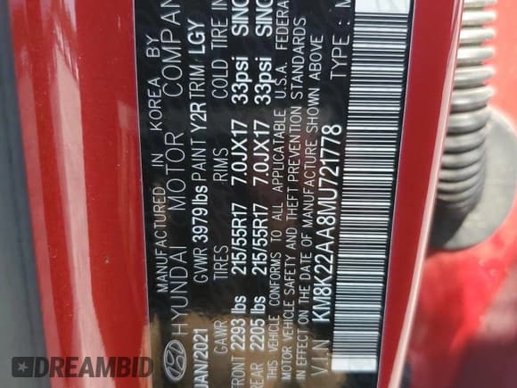 ✅ 2021 Hyundai Kona SEL • VIN: KM8K22AA8MU721778 • Lot: 68663754. Listed on Copart with 43,041 mi. Free auction sales archive from the USA and detailed vehicle history report at DreamBid. Image 13.