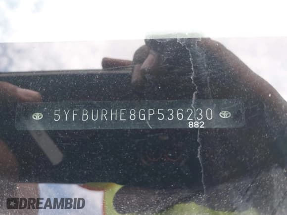 ✅ 2016 Toyota Corolla L • VIN: 5YFBURHE8GP536230 • Lot: 43411288. Listed on IAAI with 120,591 mi. Free auction sales archive from the USA and detailed vehicle history report at DreamBid. Image 9.