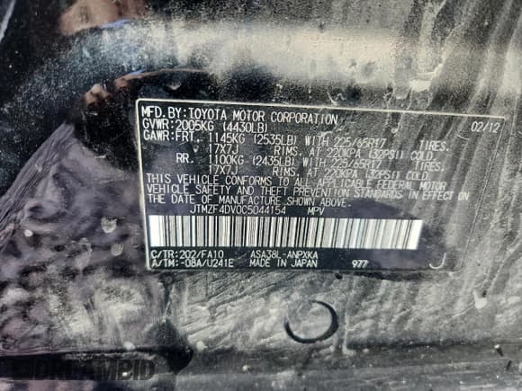 ✅ 2012 Toyota RAV4 • VIN: JTMZF4DV0C5044154 • Lot: 84450645. Listed on Copart with 228,485 mi. Free auction sales archive from the USA and detailed vehicle history report at DreamBid. Image 13.