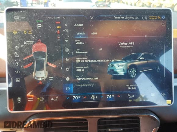 ✅ 2024 VinFast VF 8 Plus • VIN: RLLV1AFA7RH007881 • Lot: 65514165. Wystawiony na Copart z przebiegiem 8 138 mil. Bezpłatny archiwum sprzedaży aukcyjnych z USA i szczegółowy raport historii pojazdu na DreamBid. Zdjęcie 9.