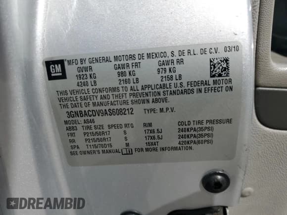 ✅ 2010 Chevrolet HHR 2LT • VIN: 3GNBACDV9AS608212 • Lot: 86781895. Wystawiony na Copart z przebiegiem 118 587 mil. Bezpłatny archiwum sprzedaży aukcyjnych z USA i szczegółowy raport historii pojazdu na DreamBid. Zdjęcie 12.