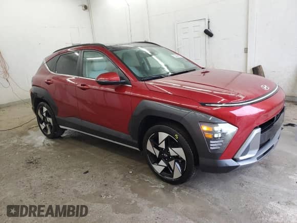 2024 Hyundai Kona Limited with VIN KM8HE3A31RU120681, listed as a Copart auction lot 41613185 with 19,186 mi miles and Clean title. Bid and sale history available at DreamBid. Image 4.