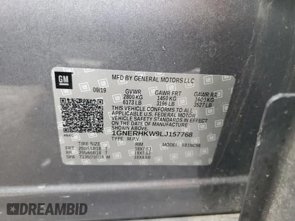 ✅ 2020 Chevrolet Traverse LT • VIN: 1GNERHKW9LJ157768 • Lot: 86257315. Listed on Copart with 75,776 mi. Free auction sales archive from the USA and detailed vehicle history report at DreamBid. Image 13.