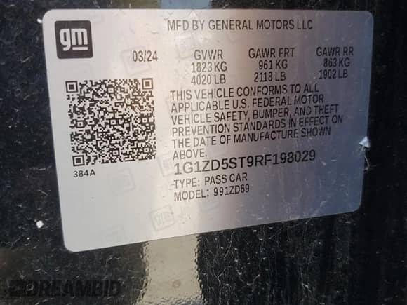 ✅ 2024 Chevrolet Malibu LT • VIN: 1G1ZD5ST9RF198029 • Lot: 68915315. Wystawiony na Copart z przebiegiem 28 721 mil mil. Skorzystaj z bezpłatnego archiwum sprzedaży aukcyjnych z USA i zobacz szczegółowy raport historii pojazdu na DreamBid. Zdjęcie 13.